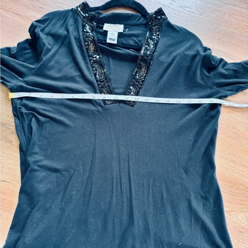 Talbots Black Knit Tunic with Sequin Trim Size M - Picture 7 of 8